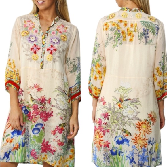 Johnny Was heavily embroidered Wisteria dress NWT RARE